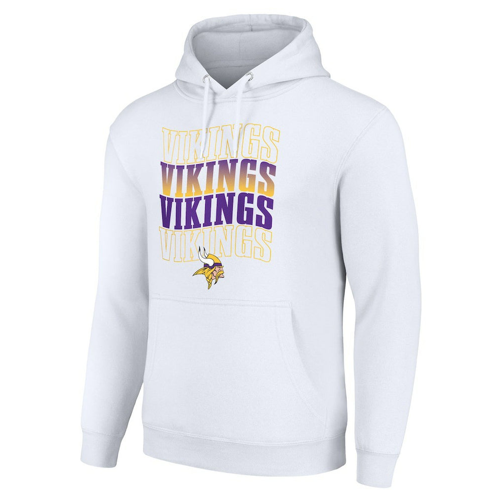 Minnesota Vikings Starter Four Team Name Logo Fleece Pullover Hoodie White - NFL