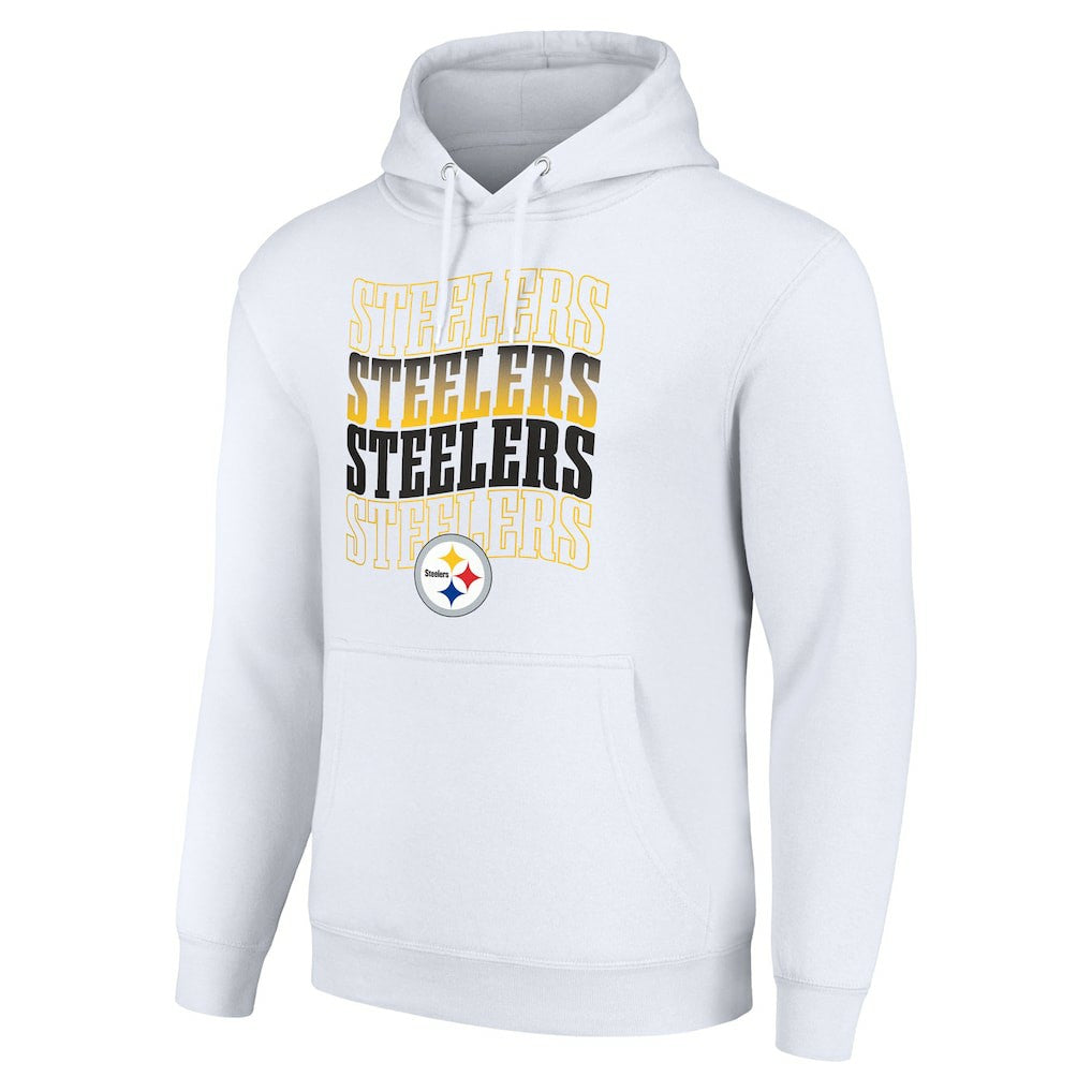 Pittsburgh Steelers Starter Four Team Name Logo Fleece Pullover Hoodie White - NFL