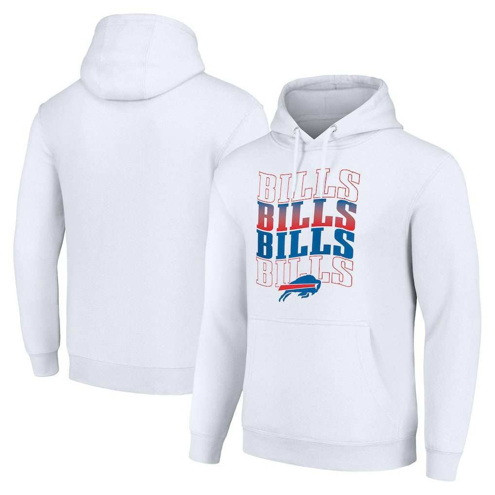 Buffalo Bills Starter Four Team Name Logo Fleece Pullover Hoodie White - NFL