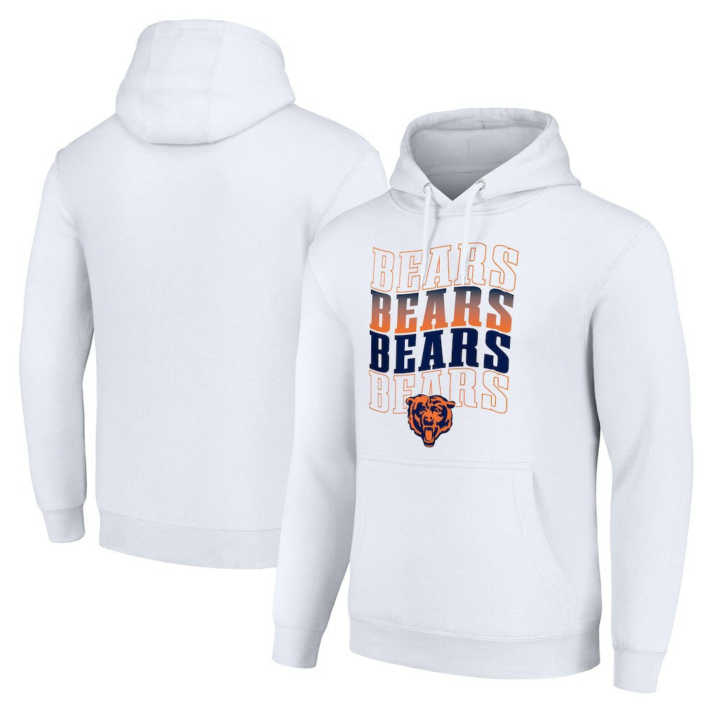 Chicago Bears Starter Four Team Name Logo Fleece Pullover Hoodie White - NFL