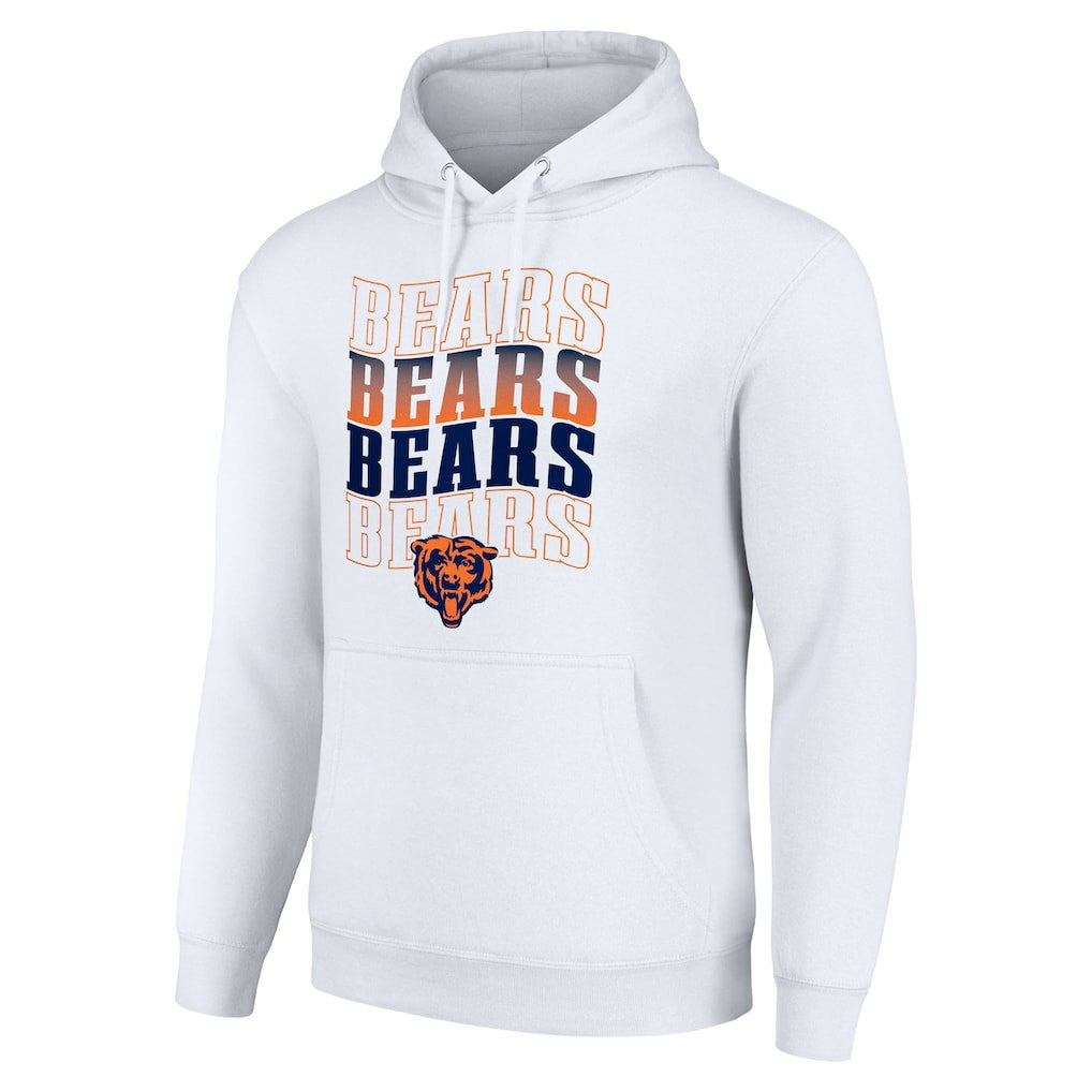 Chicago Bears Starter Four Team Name Logo Fleece Pullover Hoodie White - NFL