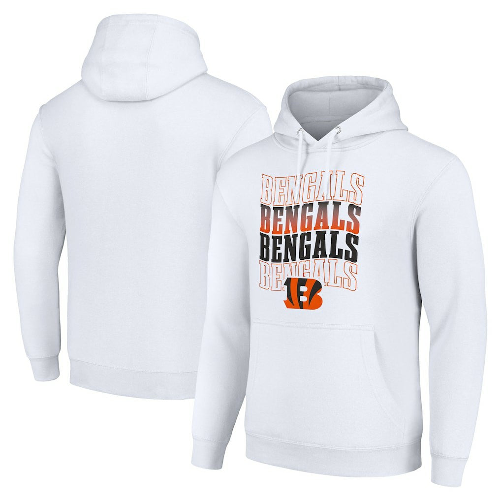 Cincinnati Bengals Starter Four Team Name Logo Fleece Pullover Hoodie White - NFL