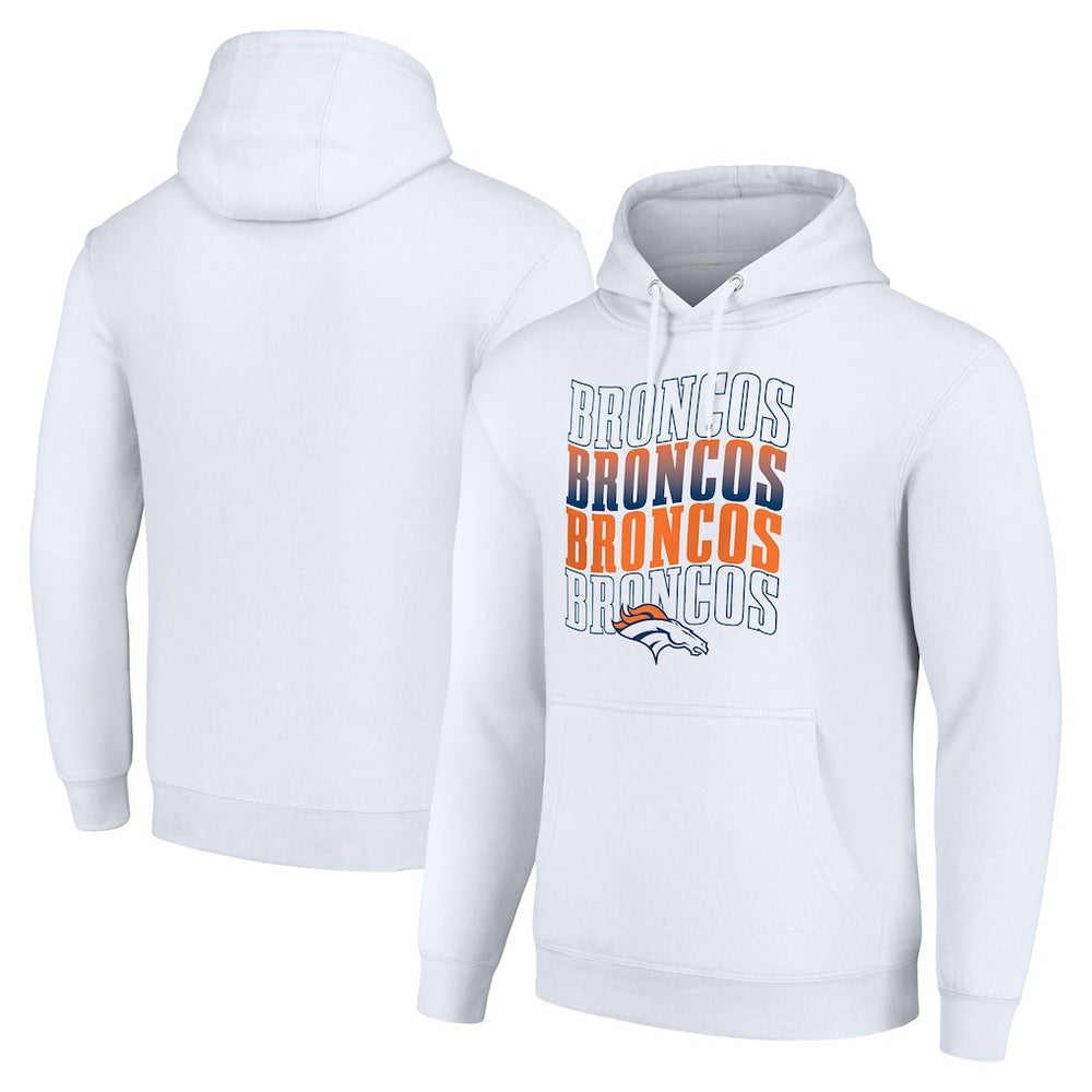 Denver Broncos Starter Four Team Name Logo Fleece Pullover Hoodie White - NFL