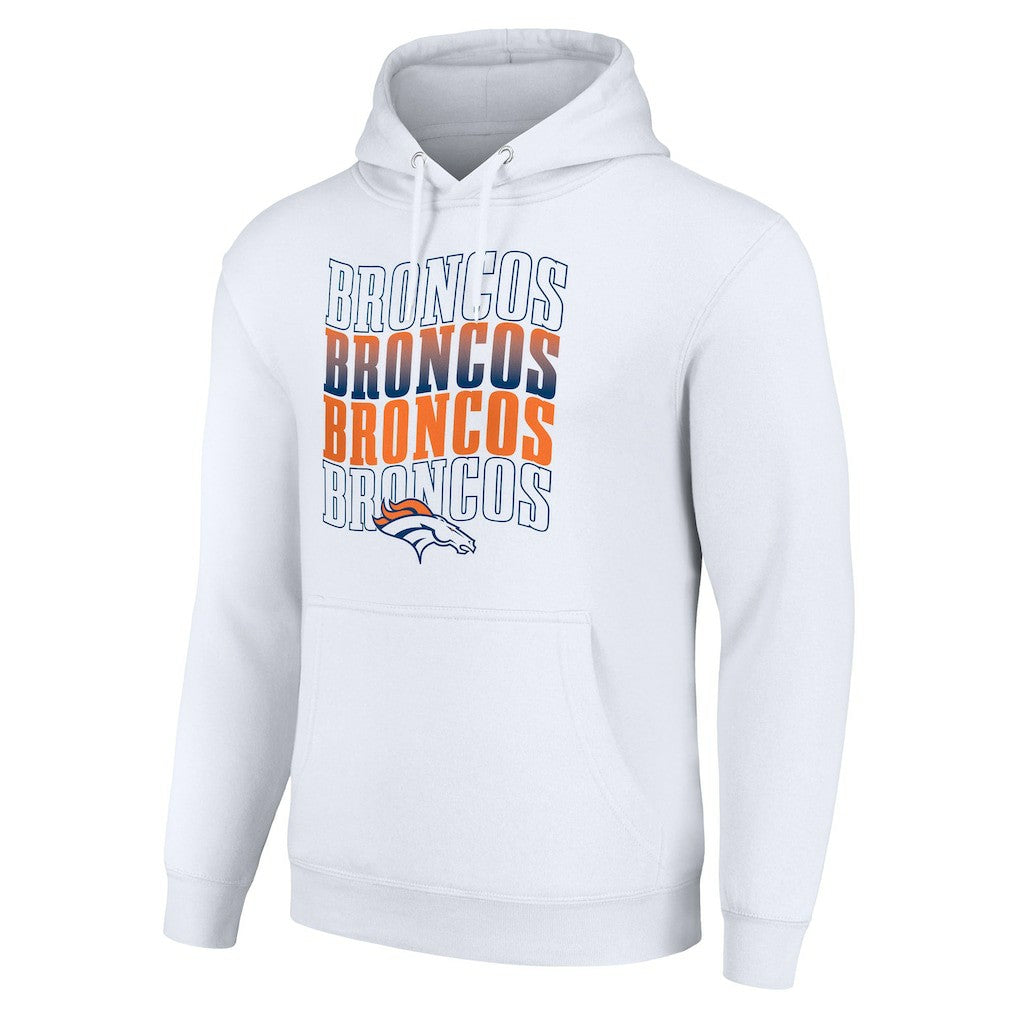 Denver Broncos Starter Four Team Name Logo Fleece Pullover Hoodie White - NFL