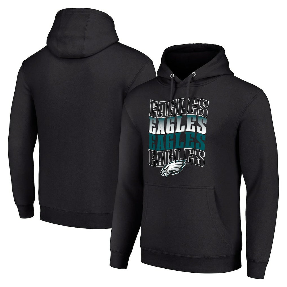 Philadelphia Eagles Starter Four Team Name Logo Fleece Pullover Hoodie Black - NFL