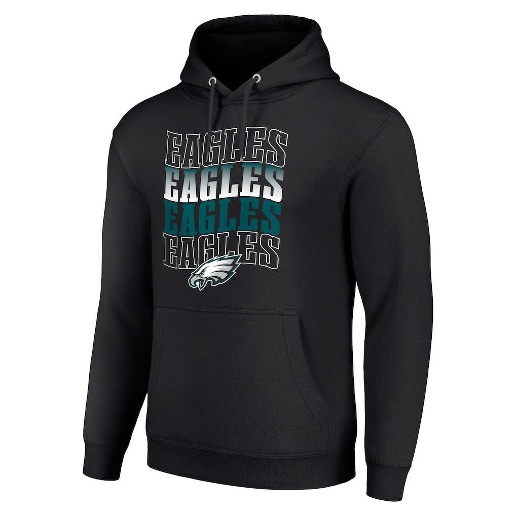 Philadelphia Eagles Starter Four Team Name Logo Fleece Pullover Hoodie Black - NFL