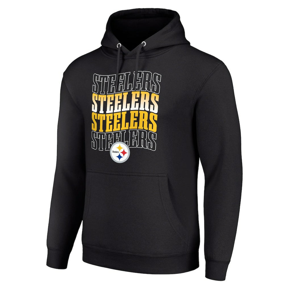 Pittsburgh Steelers Starter Four Team Name Logo Fleece Pullover Hoodie Black - NFL