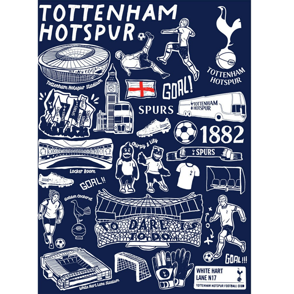 Tottenham Hotspur Vive La Fete Youth Impressions Artwork T-Shirts - Navy