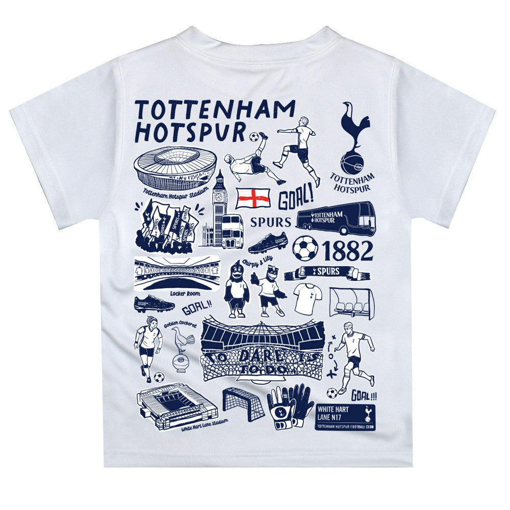 Tottenham Hotspur Vive La Fete Youth Impressions Artwork T-Shirts - White