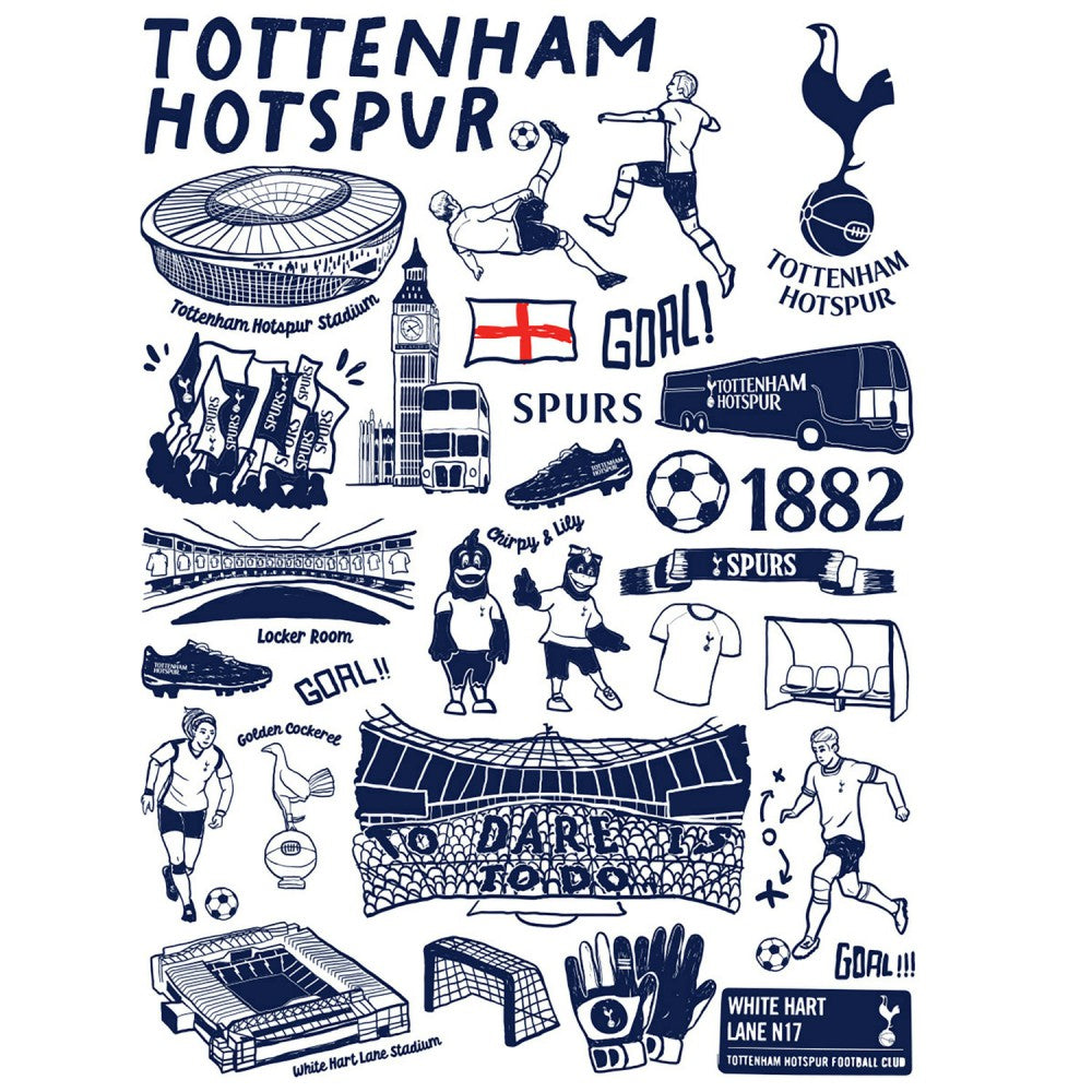 Tottenham Hotspur Vive La Fete Youth Impressions Artwork T-Shirts - White
