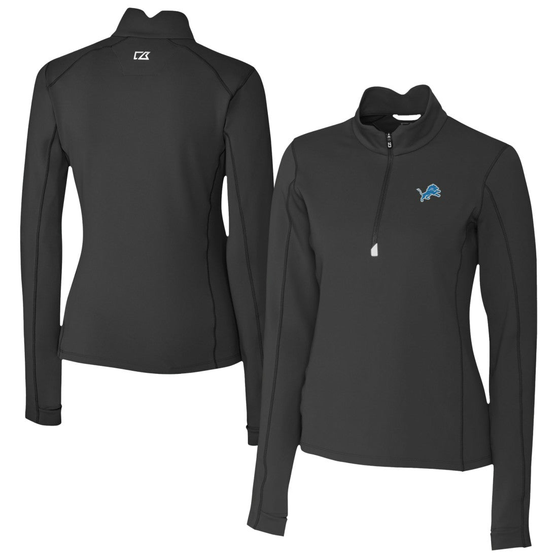 Detroit Lions Cutter & Buck Women's Traverse Stretch Quarter-Zip Pullover Top Black - NFL