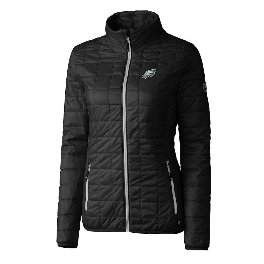 Philadelphia Eagles Cutter & Buck Women's Rainier PrimaLoft Eco Insulated Full-Zip Puffer Jacket Black - NFL