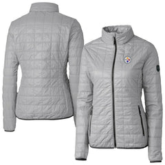 Pittsburgh Steelers Cutter & Buck Women's Rainier PrimaLoft Eco Insulated Full-Zip Puffer Jacket Gray - NFL