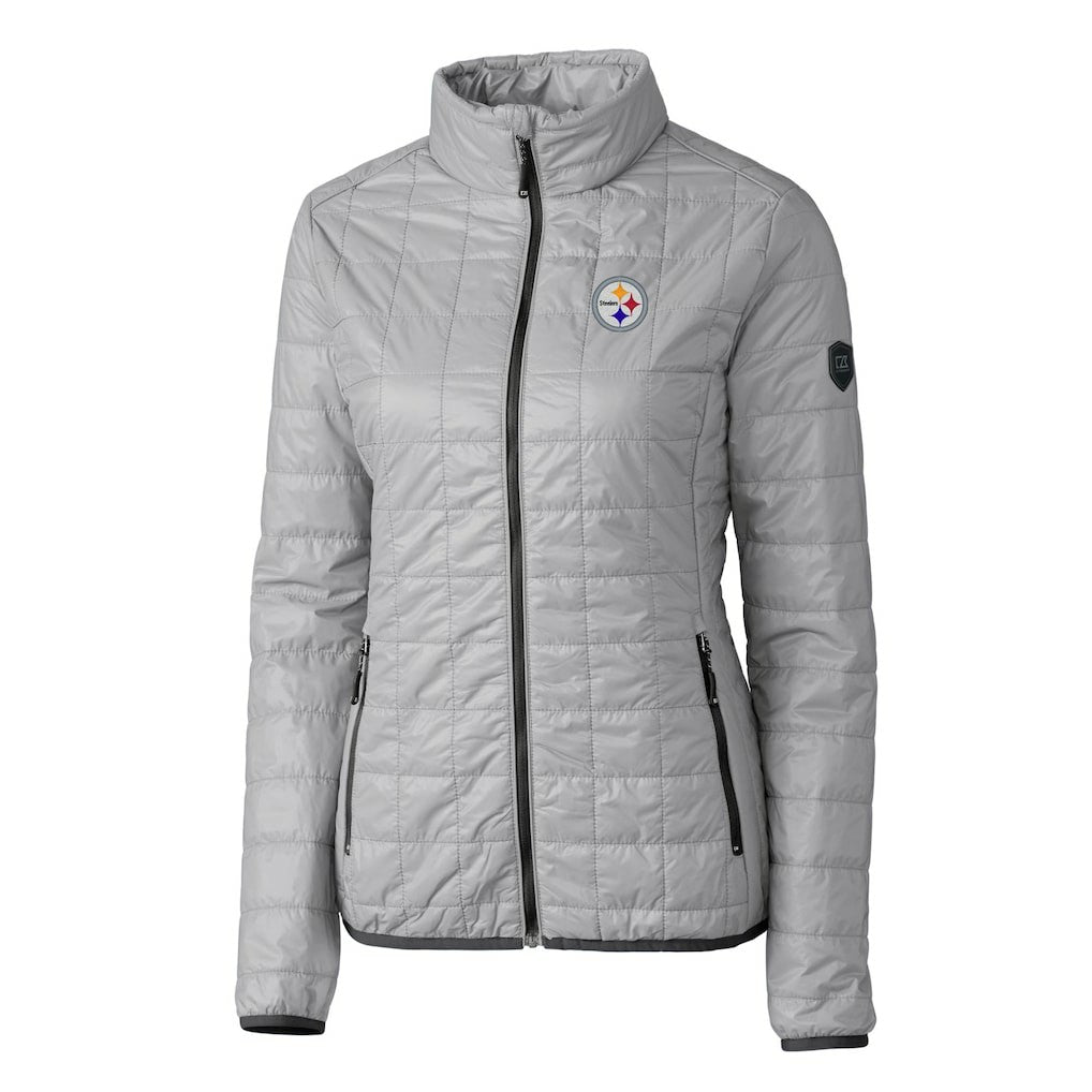 Pittsburgh Steelers Cutter & Buck Women's Rainier PrimaLoft Eco Insulated Full-Zip Puffer Jacket Gray - NFL