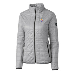 Pittsburgh Steelers Cutter & Buck Women's Rainier PrimaLoft Eco Insulated Full-Zip Puffer Jacket Gray - NFL