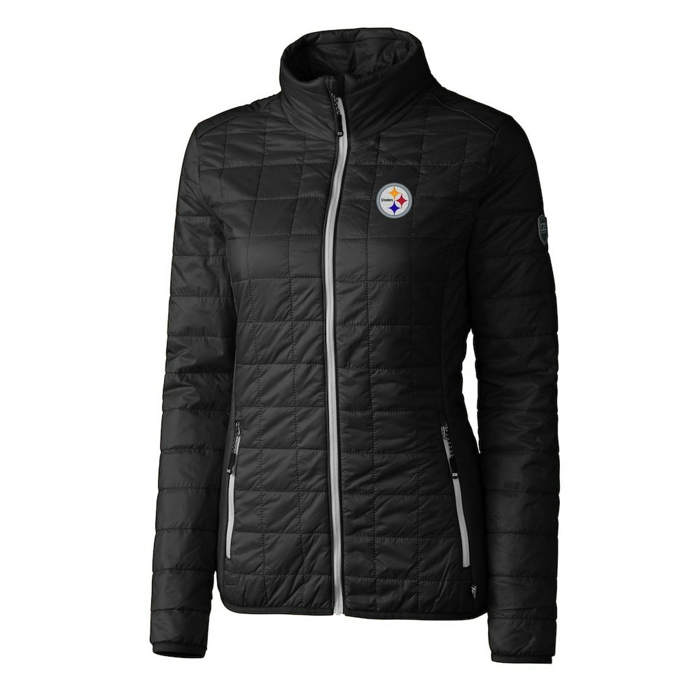 Pittsburgh Steelers Cutter & Buck Women's Rainier PrimaLoft Eco Insulated Full-Zip Puffer Jacket Black - NFL