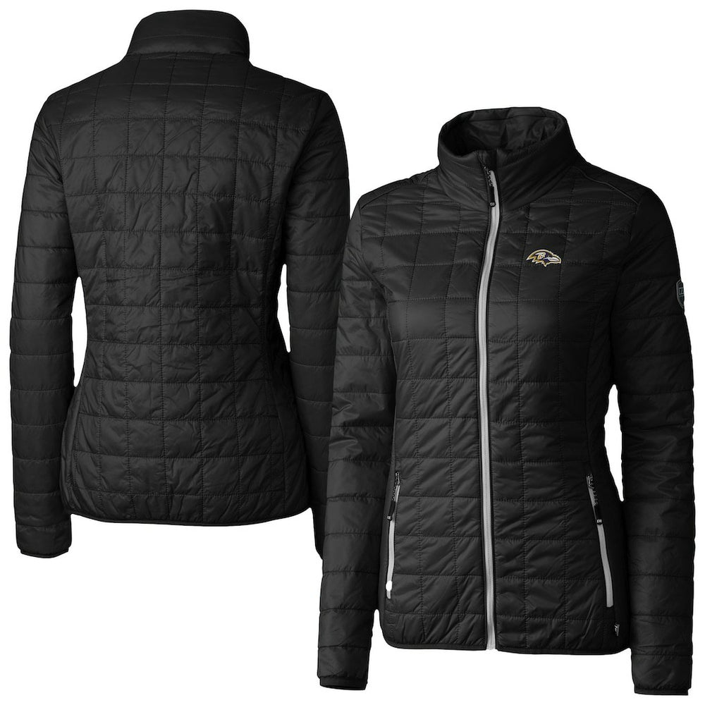 Baltimore Ravens Cutter & Buck Women's Rainier PrimaLoft Eco Insulated Full-Zip Puffer Jacket Black - NFL
