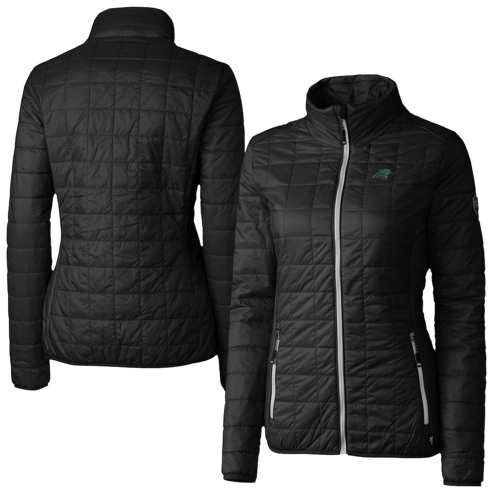 Carolina Panthers Cutter & Buck Women's Rainier PrimaLoft Eco Insulated Full-Zip Puffer Jacket Black - NFL
