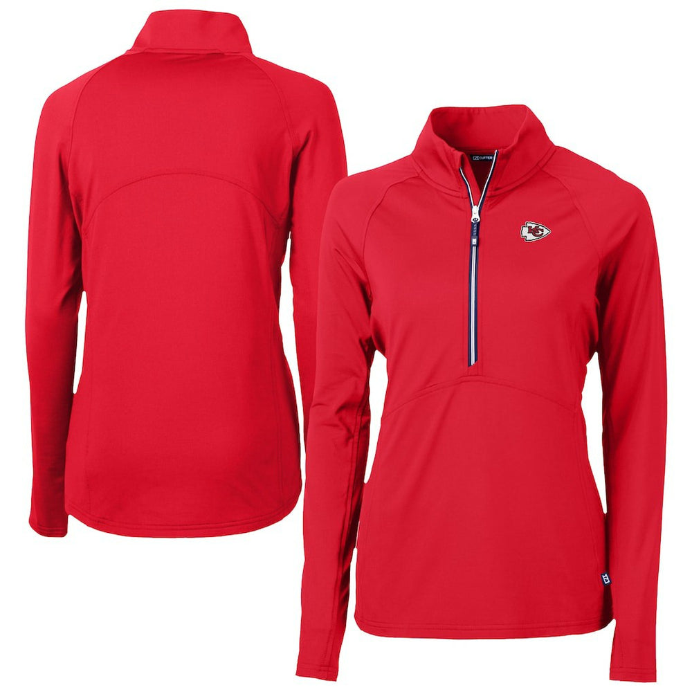 Kansas City Chiefs Cutter & Buck Women's Adapt Eco Knit Stretch Recycled Half-Zip Pullover Top Red - NFL