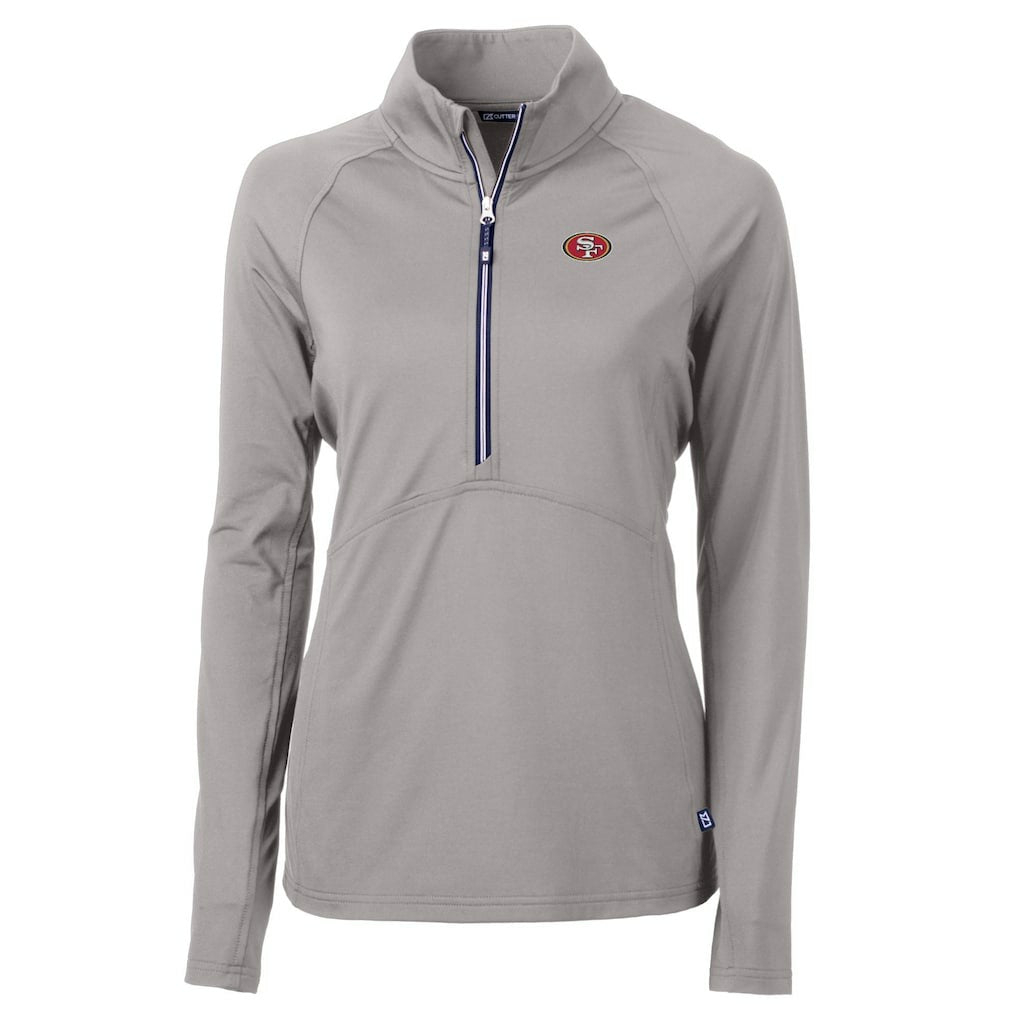 San Francisco 49ers Cutter & Buck Women's Adapt Eco Knit Stretch Recycled Half-Zip Pullover Top Gray - NFL