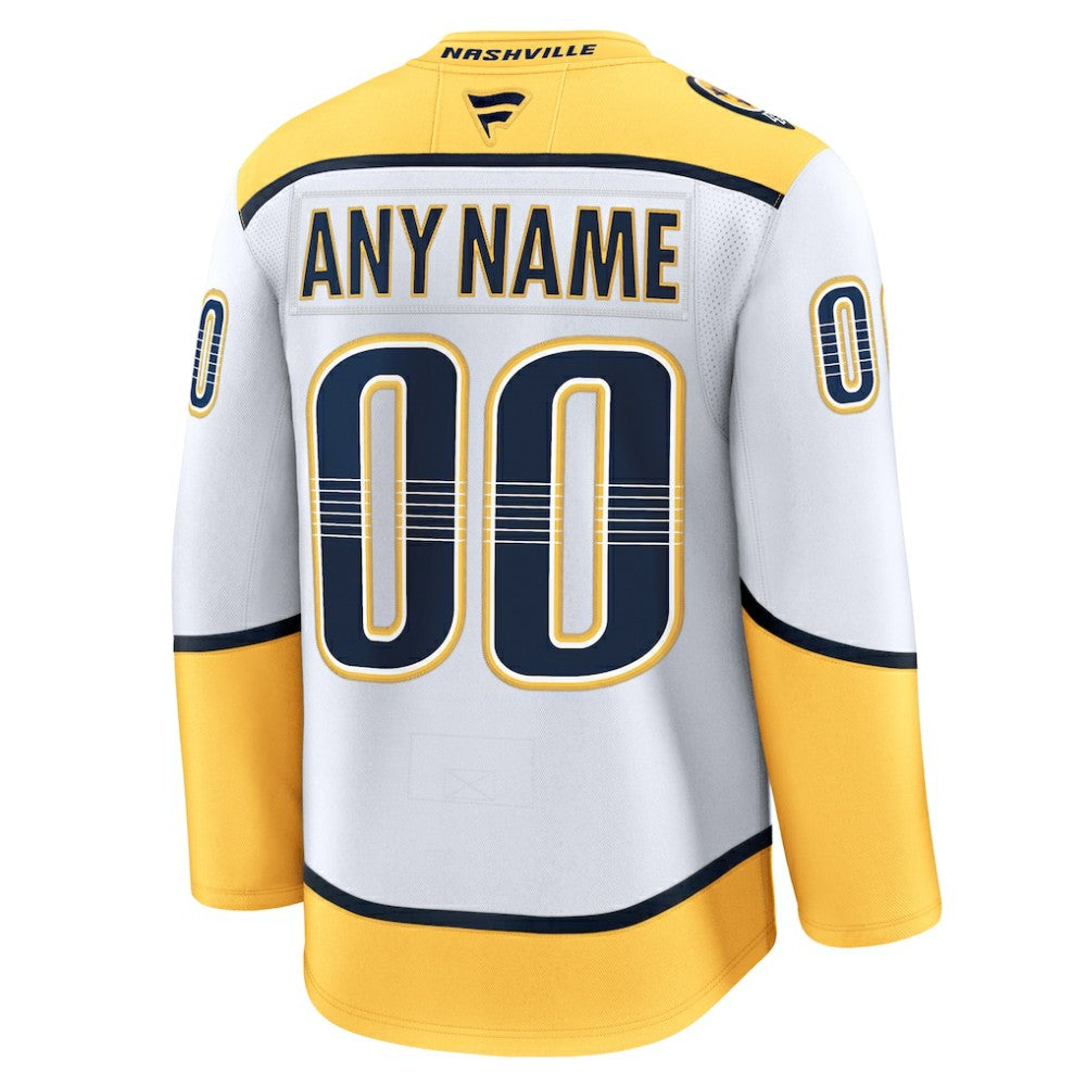 Nashville Predators Fanatics Away Premium Custom Jersey - White | NHL Jerseys