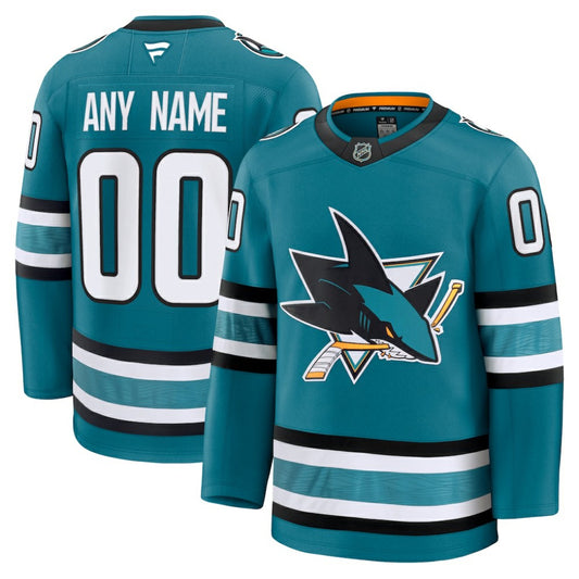 San Jose Sharks Fanatics Home Premium Custom Jersey - Teal | NHL Jerseys