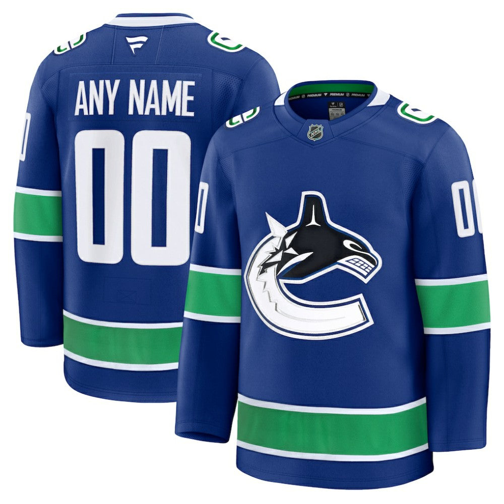 Vancouver Canucks Fanatics Home Premium Custom Jersey - Blue | NHL Jerseys