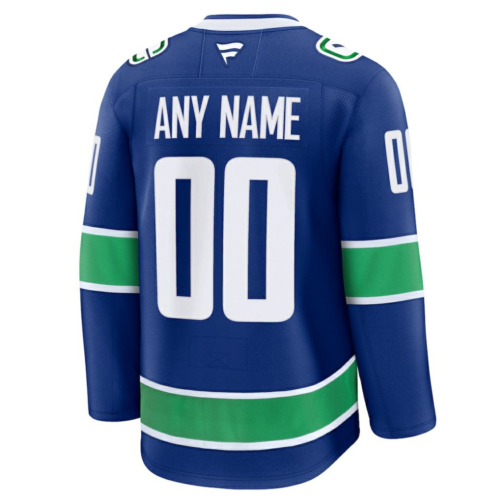 Vancouver Canucks Fanatics Home Premium Custom Jersey - Blue | NHL Jerseys