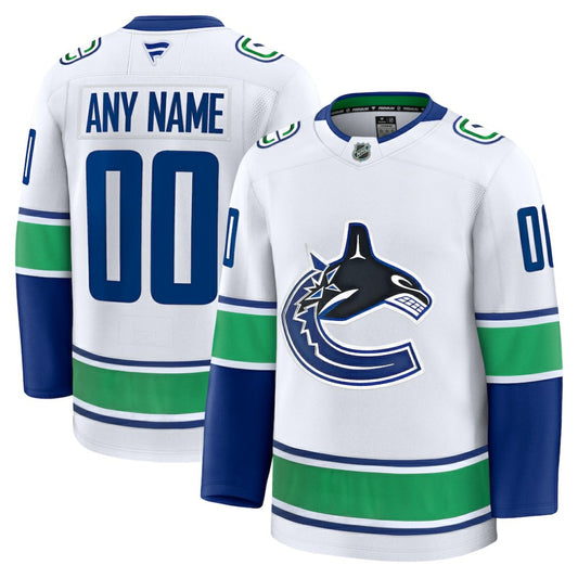 Vancouver Canucks Fanatics Away Premium Custom Jersey - White | NHL Jerseys