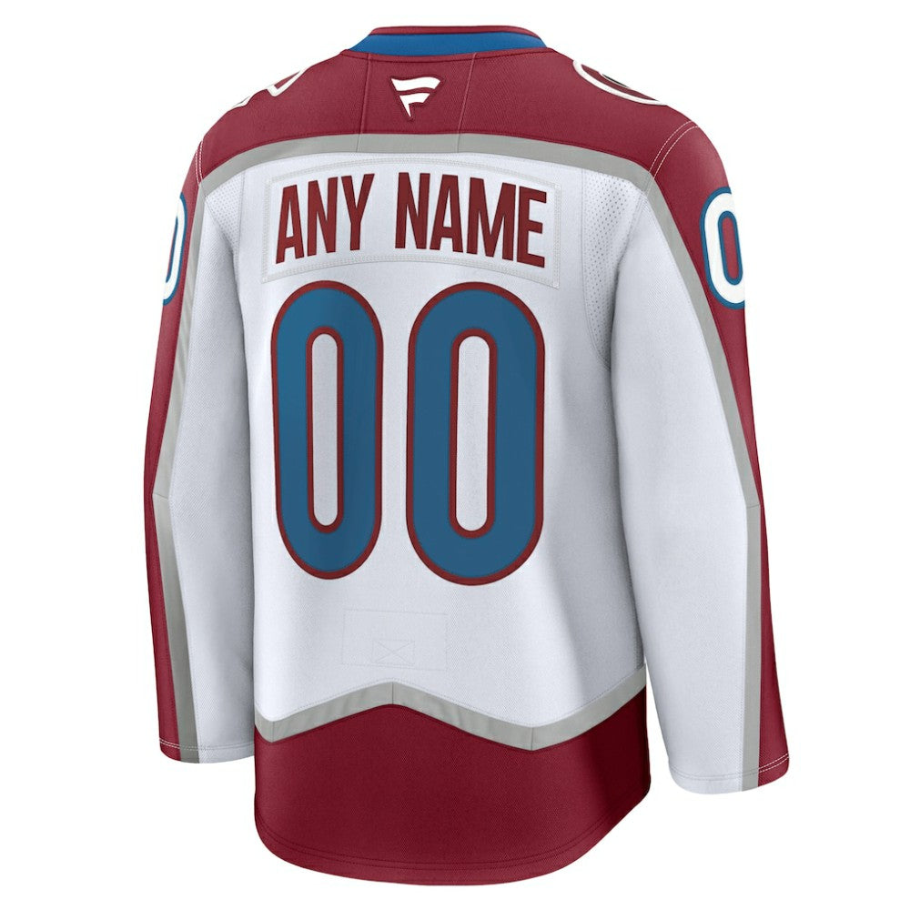 Colorado Avalanche Fanatics Away Premium Custom Jersey - White | NHL Jerseys
