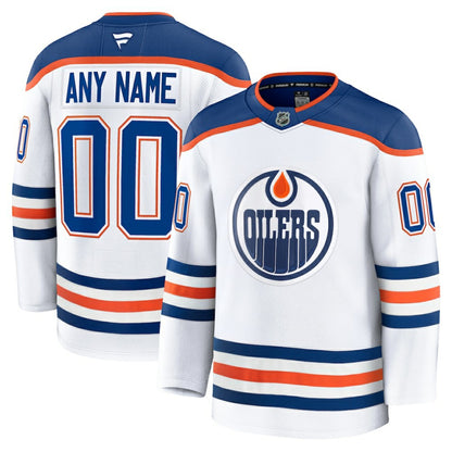 Edmonton Oilers Fanatics Away Premium Custom Jersey - White | NHL Jerseys