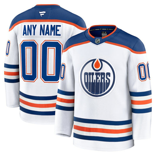 Edmonton Oilers Fanatics Away Premium Custom Jersey - White | NHL Jerseys