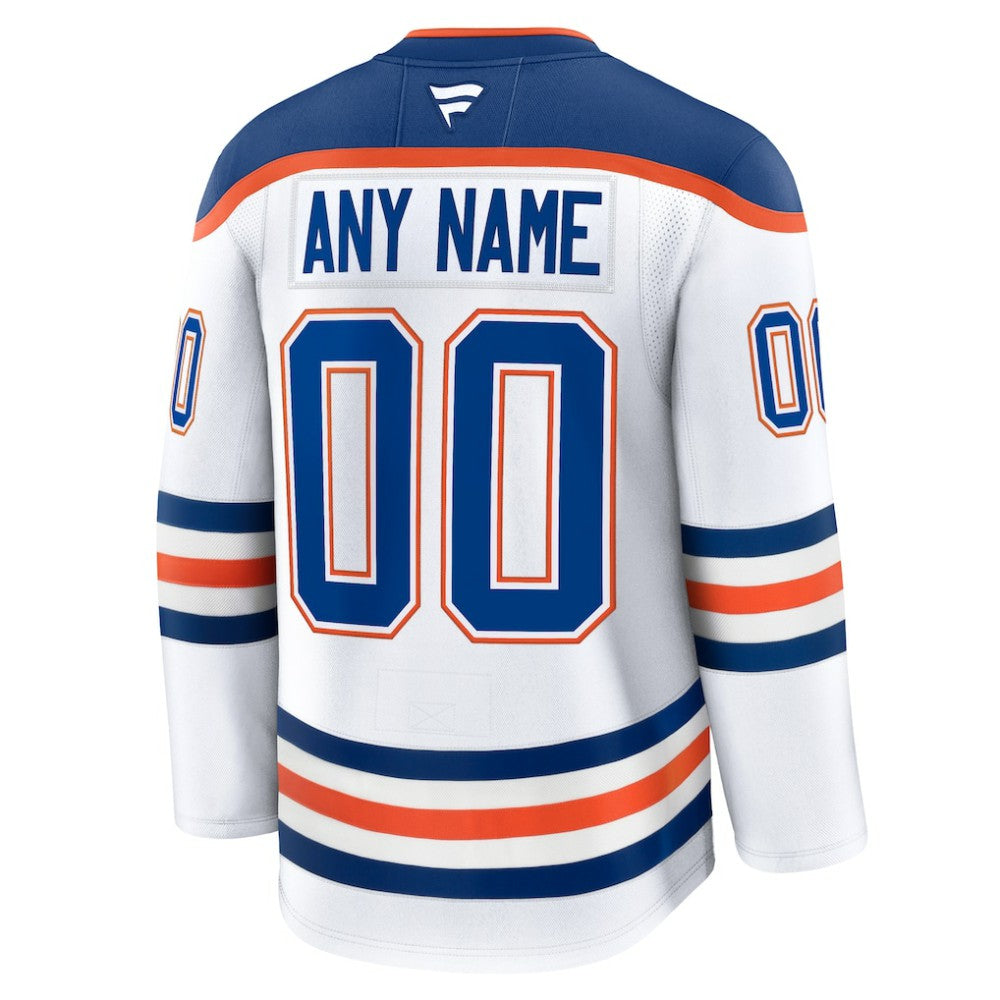 Edmonton Oilers Fanatics Away Premium Custom Jersey - White | NHL Jerseys