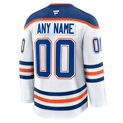 Edmonton Oilers Fanatics Away Premium Custom Jersey - White | NHL Jerseys