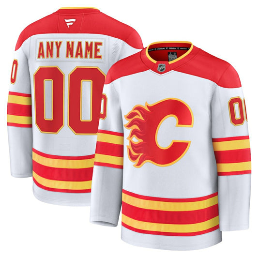 Calgary Flames Fanatics Away Premium Custom Jersey - White | NHL Jerseys