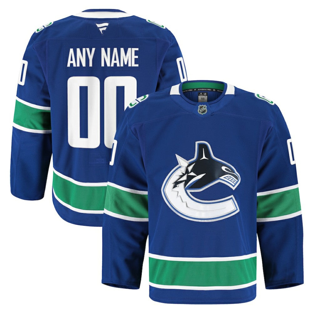 Vancouver Canucks Fanatics Home Authentic Pro Custom Jersey - Blue | NHL Jerseys