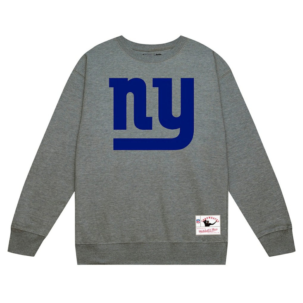 New York Giants Basic Fleece Pullover Sweatshirt Heather Gray - Mitchell & Ness