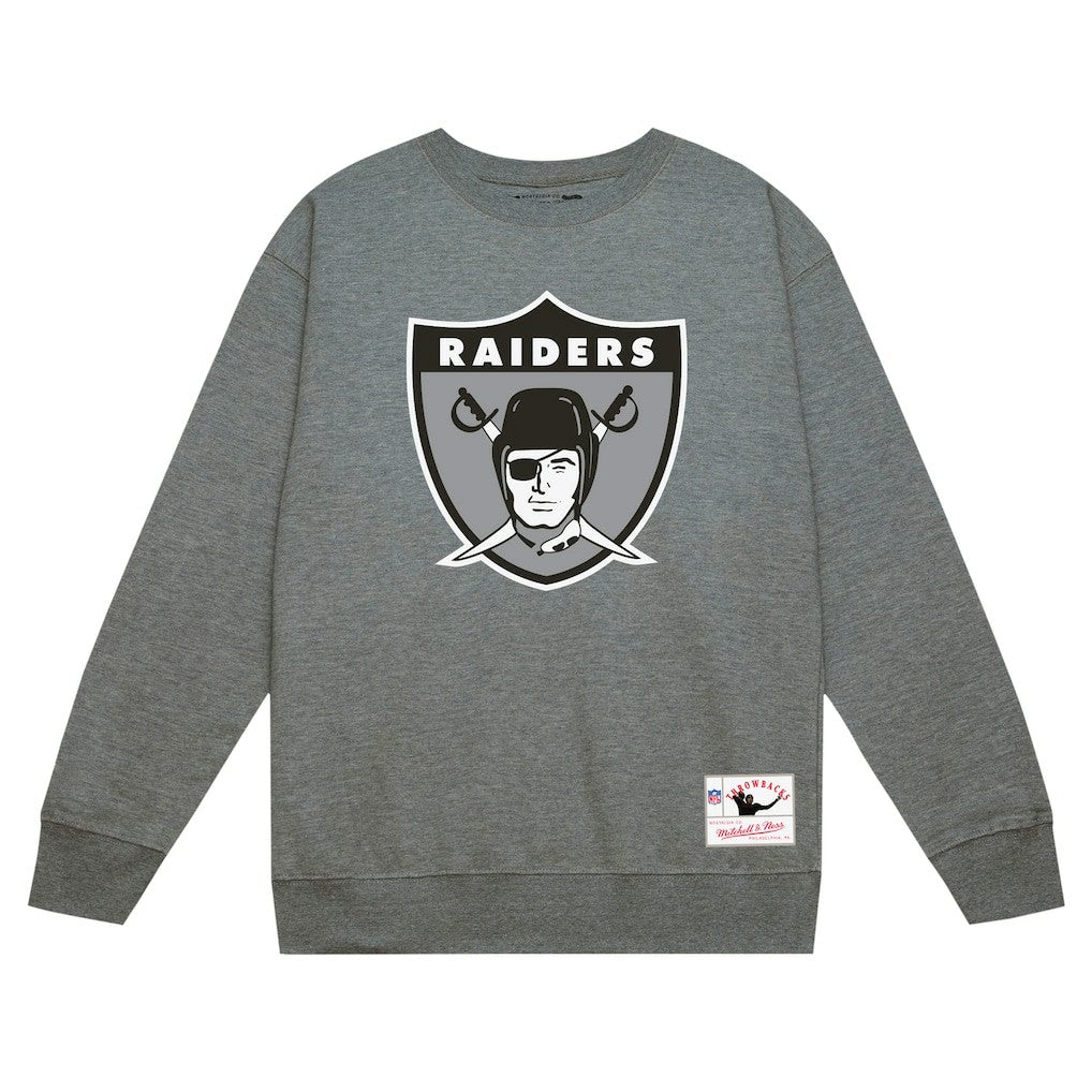 Las Vegas Raiders Basic Fleece Pullover Sweatshirt Heather Gray - Mitchell & Ness