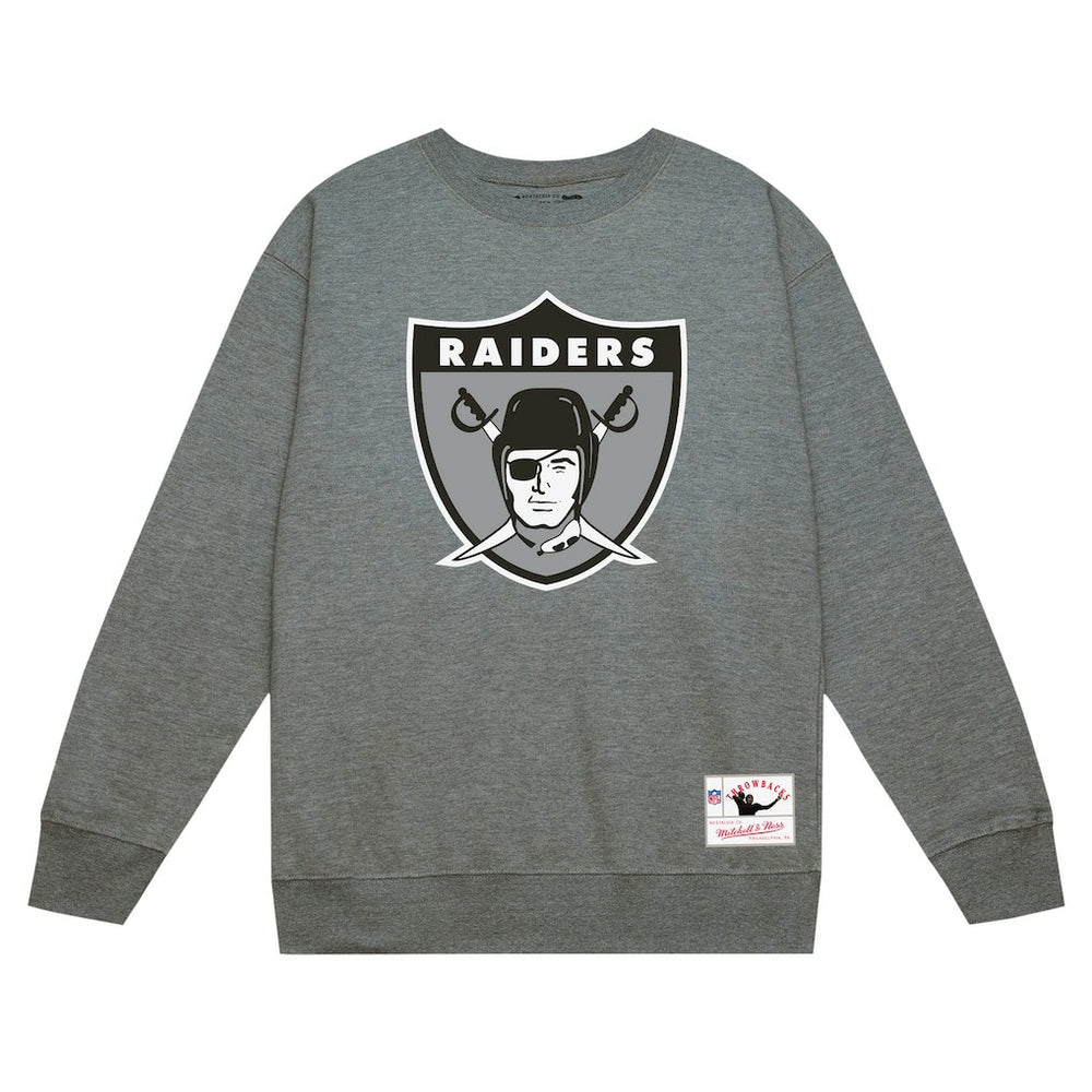 Las Vegas Raiders Basic Fleece Pullover Sweatshirt Heather Gray - Mitchell & Ness