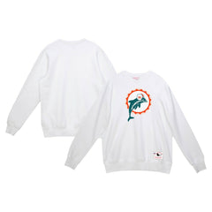 Miami Dolphins Basic Fleece Pullover Sweatshirt White - Mitchell & Ness