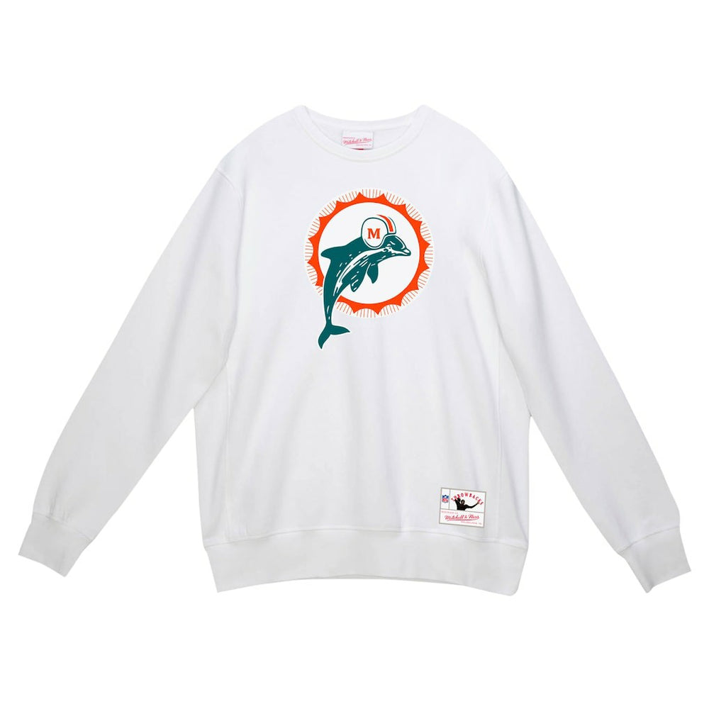 Miami Dolphins Basic Fleece Pullover Sweatshirt White - Mitchell & Ness