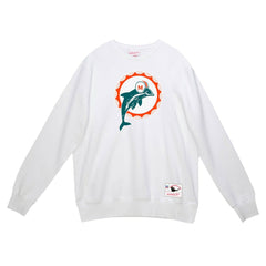 Miami Dolphins Basic Fleece Pullover Sweatshirt White - Mitchell & Ness