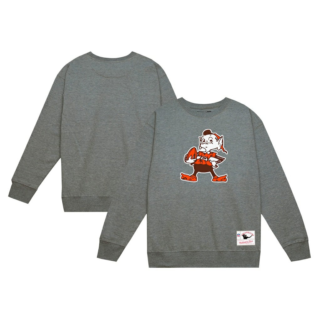 Cleveland Browns Basic Fleece Pullover Sweatshirt Heather Gray - Mitchell & Ness