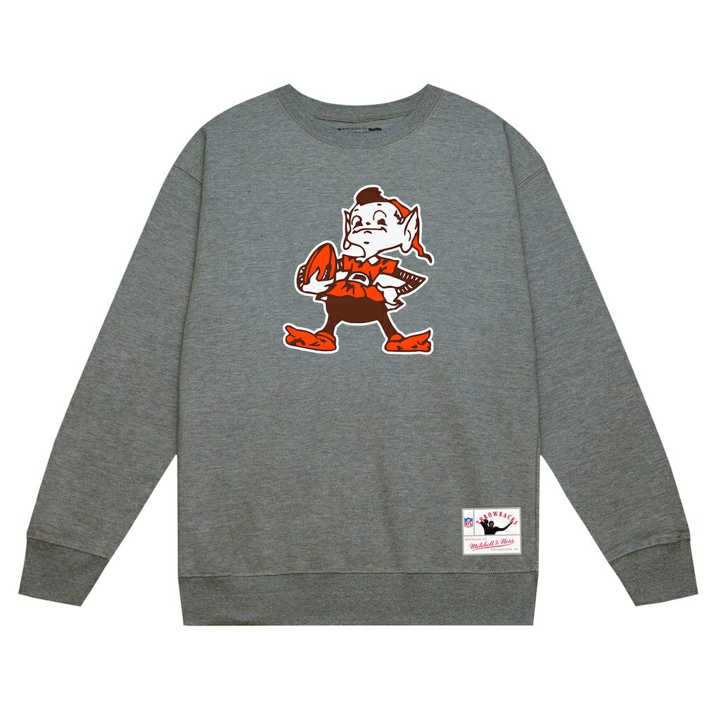 Cleveland Browns Basic Fleece Pullover Sweatshirt Heather Gray - Mitchell & Ness