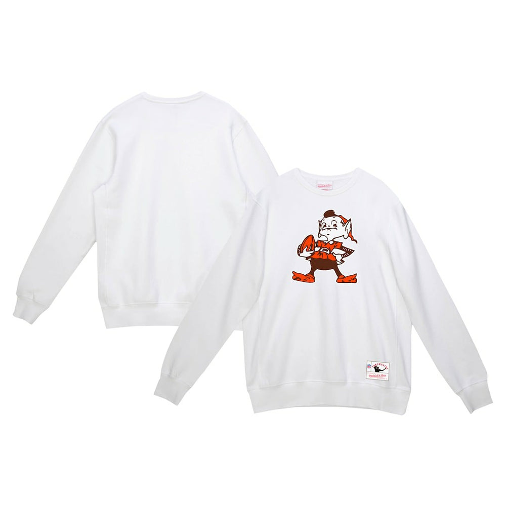 Cleveland Browns Basic Fleece Pullover Sweatshirt White - Mitchell & Ness