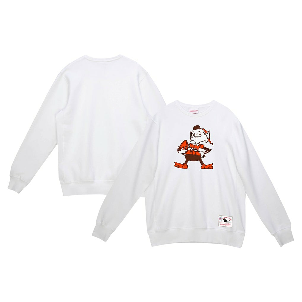 Cleveland Browns Basic Fleece Pullover Sweatshirt White - Mitchell & Ness