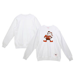 Cleveland Browns Basic Fleece Pullover Sweatshirt White - Mitchell & Ness
