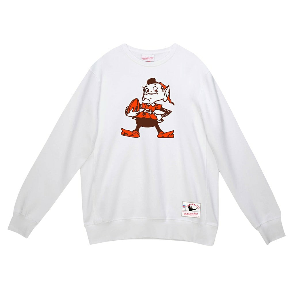 Cleveland Browns Basic Fleece Pullover Sweatshirt White - Mitchell & Ness