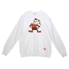 Cleveland Browns Basic Fleece Pullover Sweatshirt White - Mitchell & Ness