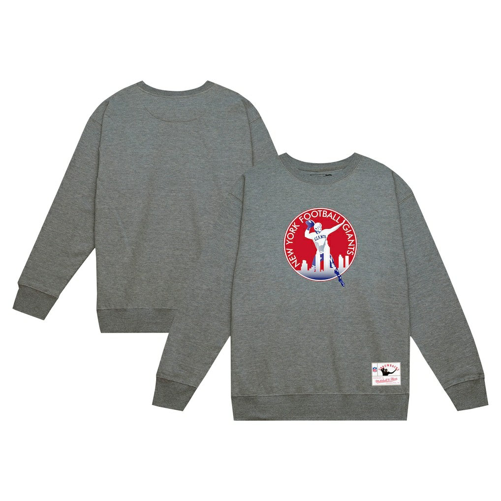 New York Giants Basic Fleece Pullover Sweatshirt Heather Gray - Mitchell & Ness